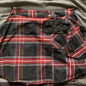 Hot Topic Chilling Adventures Of Sabrina Retro Plaid Buckle Skirt